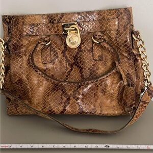Michael Kors Brown Shoulder Bag with Snakeskin Pattern
